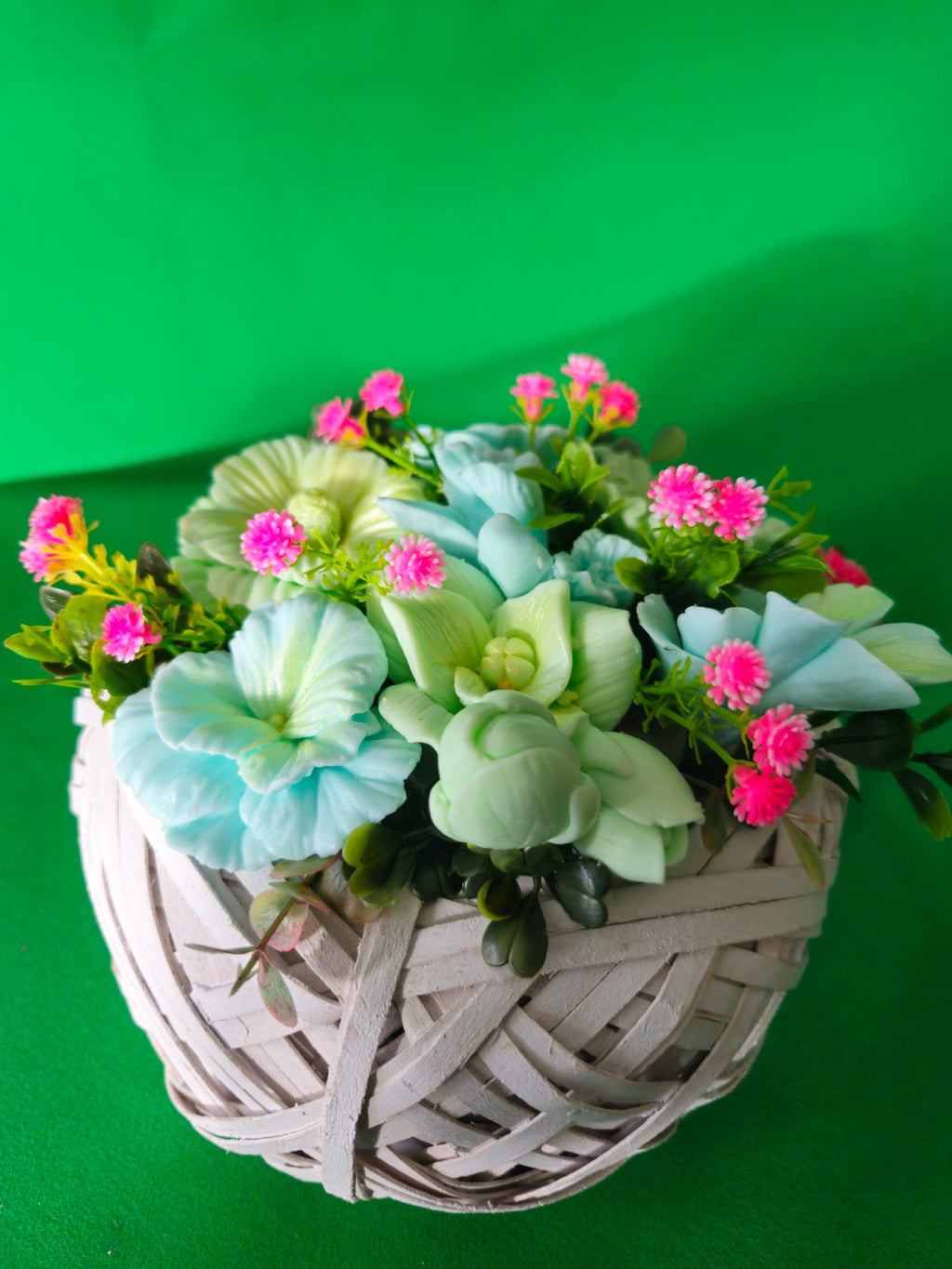 Woven Petal Aura Basket | Artisan Soap Flower Display