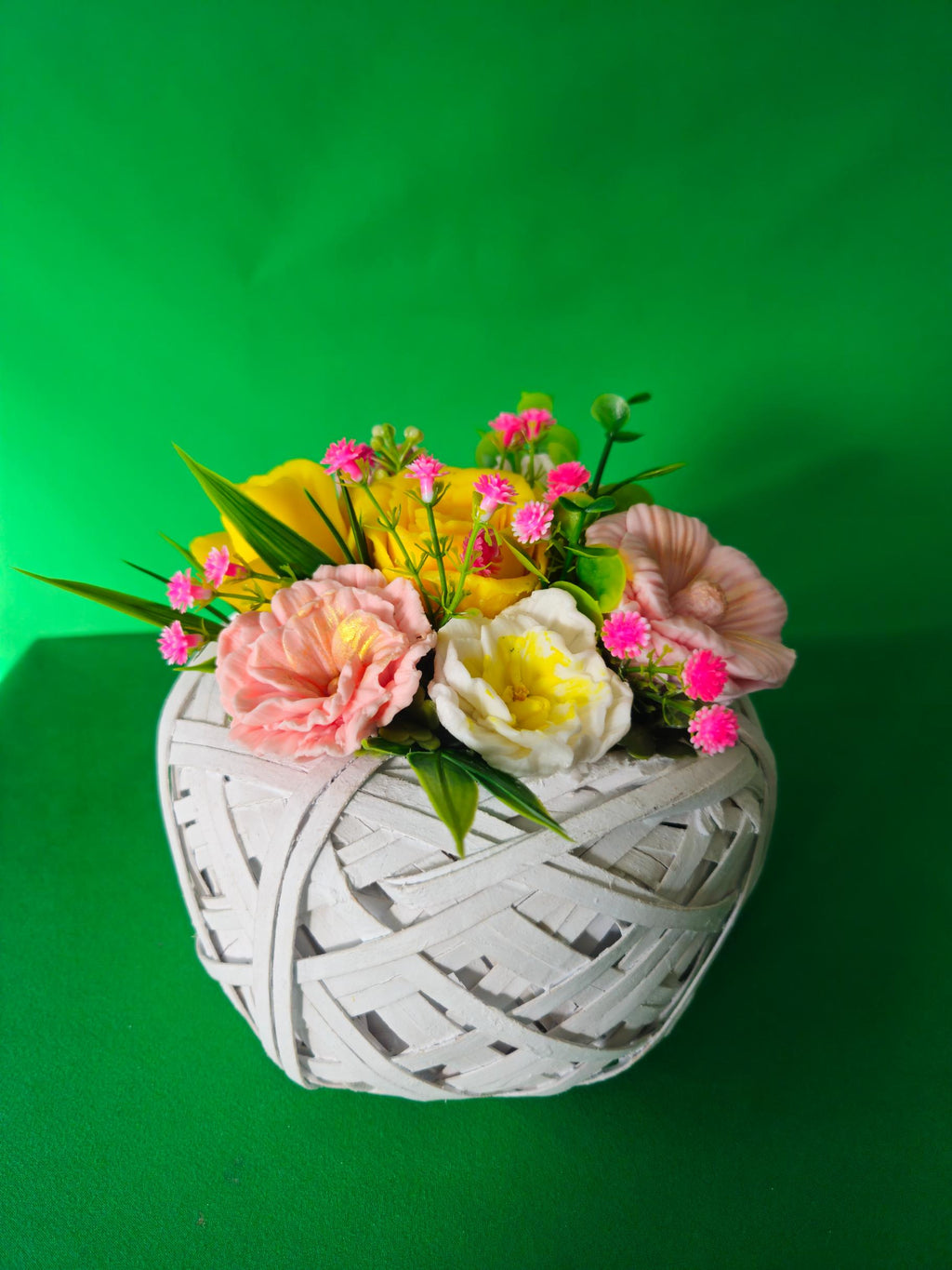 Woven Garden Bliss Basket | Handcrafted Soap Bouquet