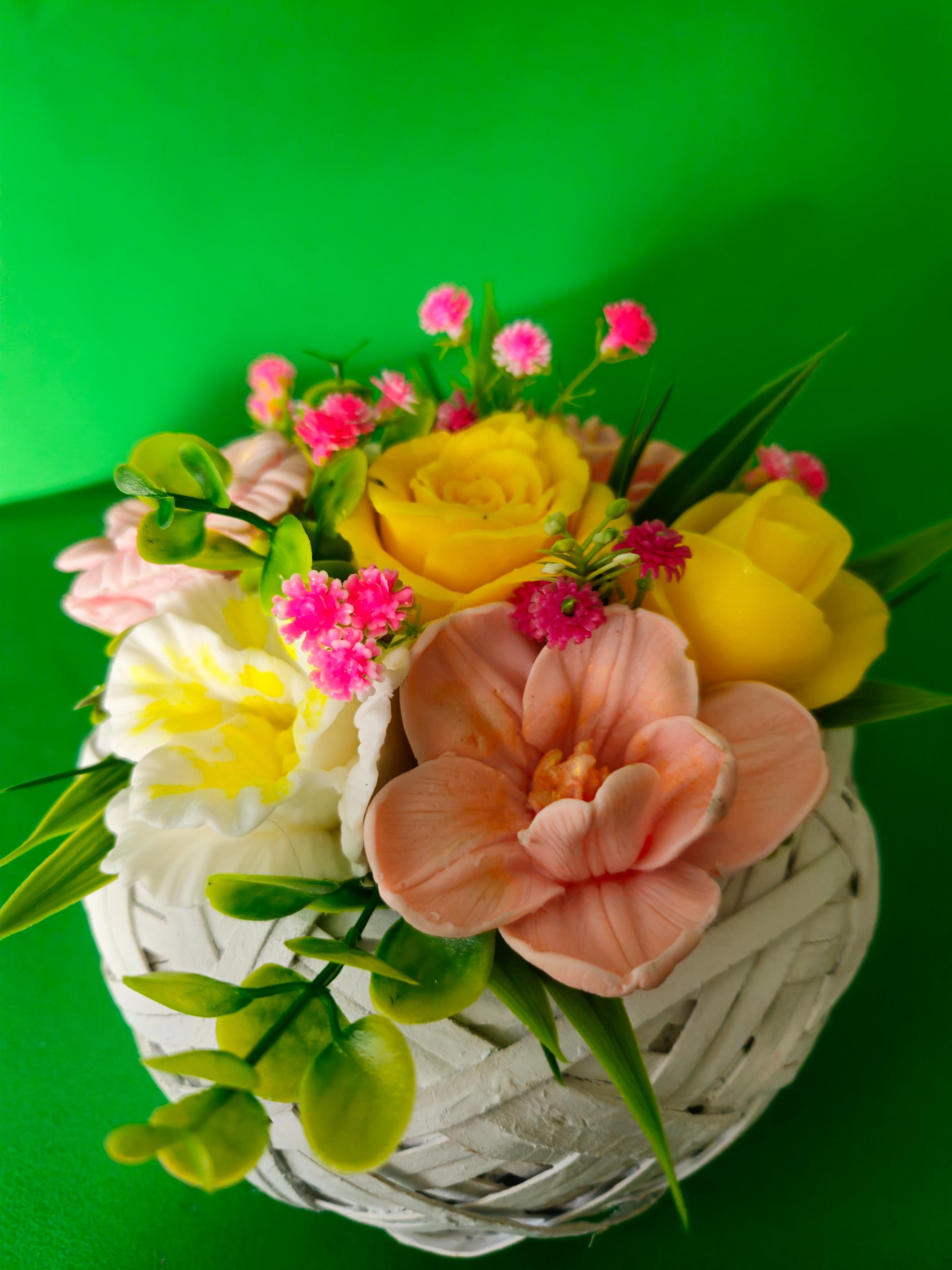 Woven Garden Bliss Basket | Handcrafted Soap Bouquet