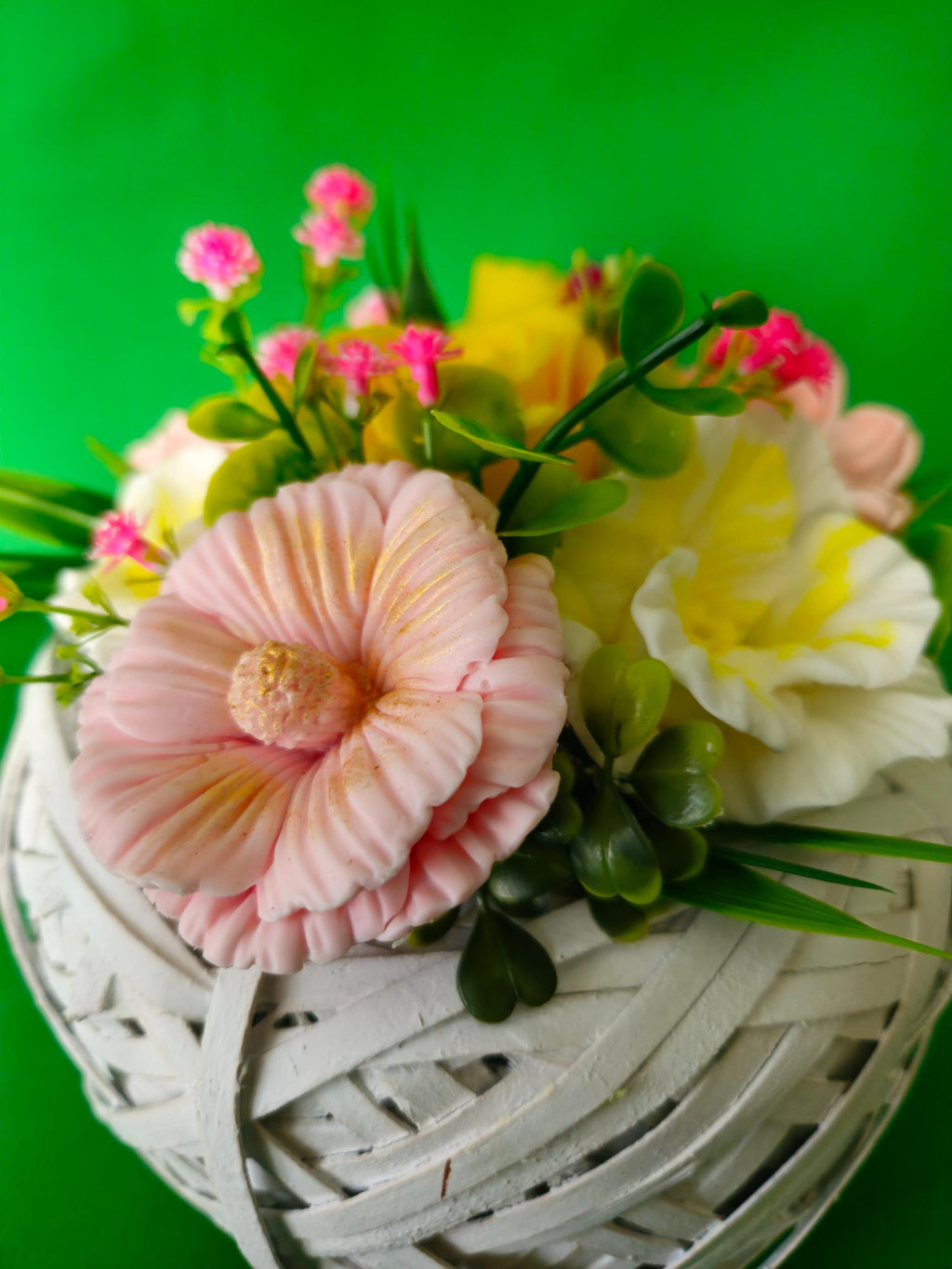 Woven Garden Bliss Basket | Handcrafted Soap Bouquet
