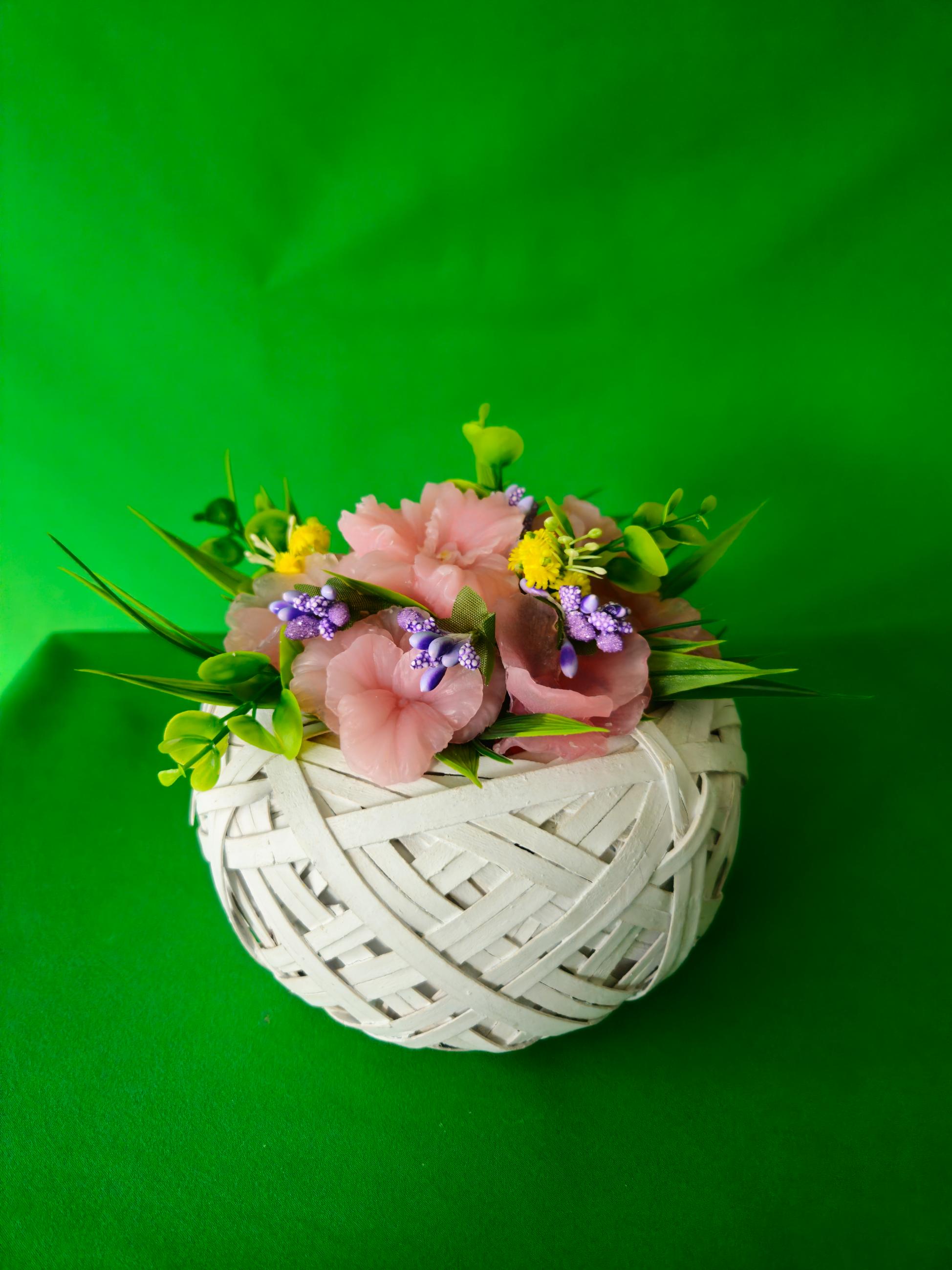 Woven Lavender Dreams Basket | Scented Soap Flower Arrangement