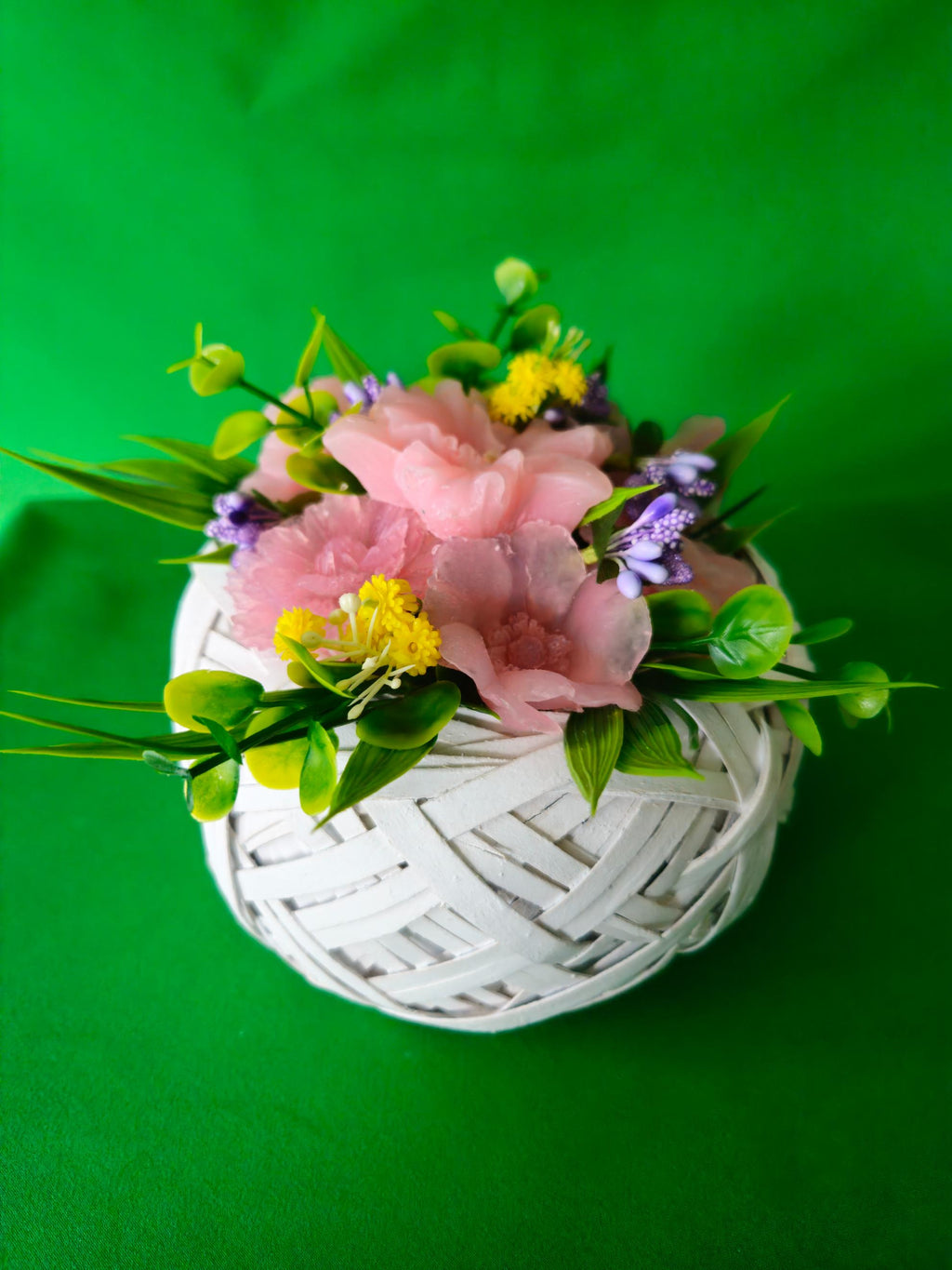 Woven Lavender Dreams Basket | Scented Soap Flower Arrangement