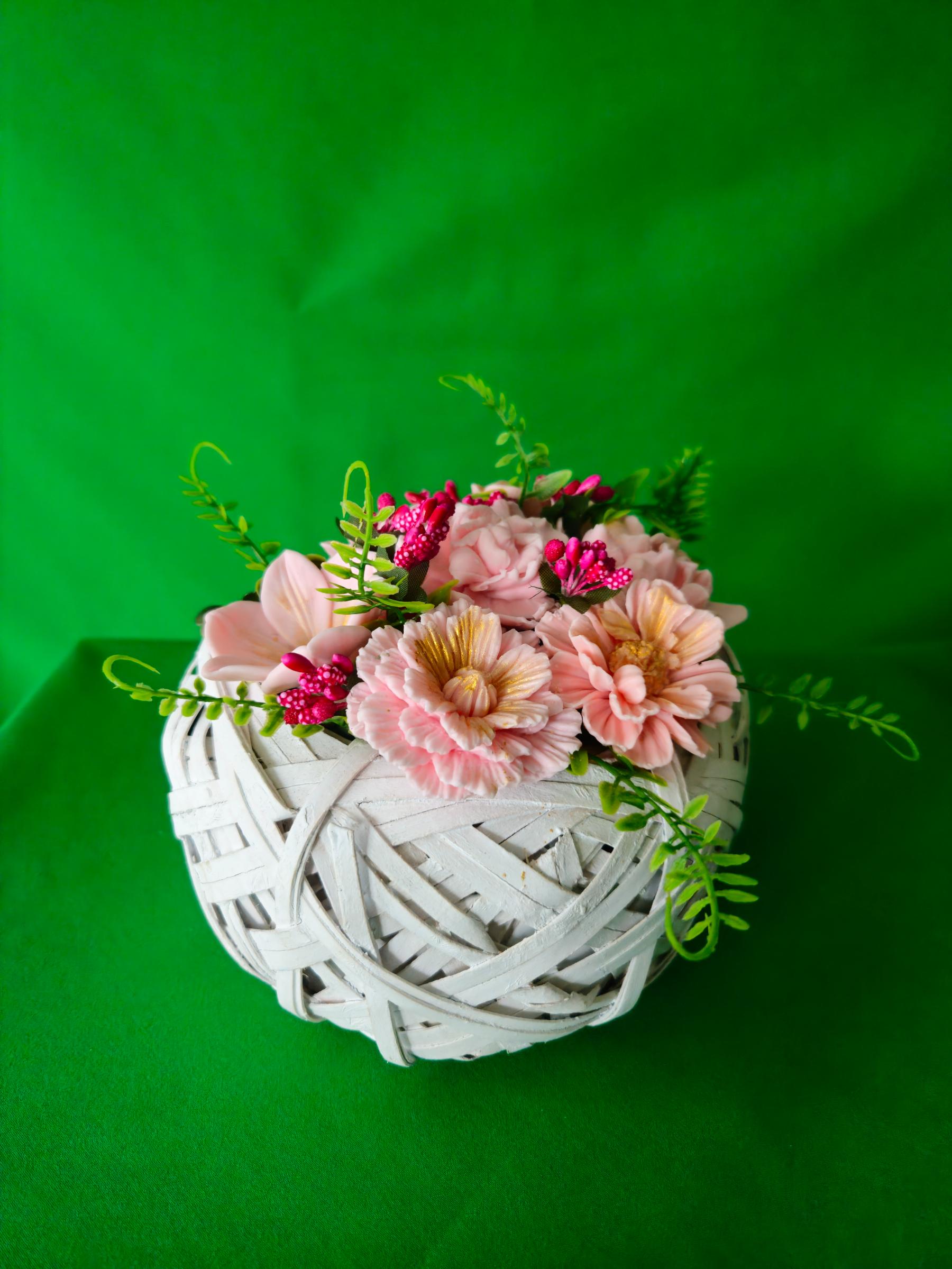 Woven Floral Charm Basket | Eco-Friendly Soap Bouquet