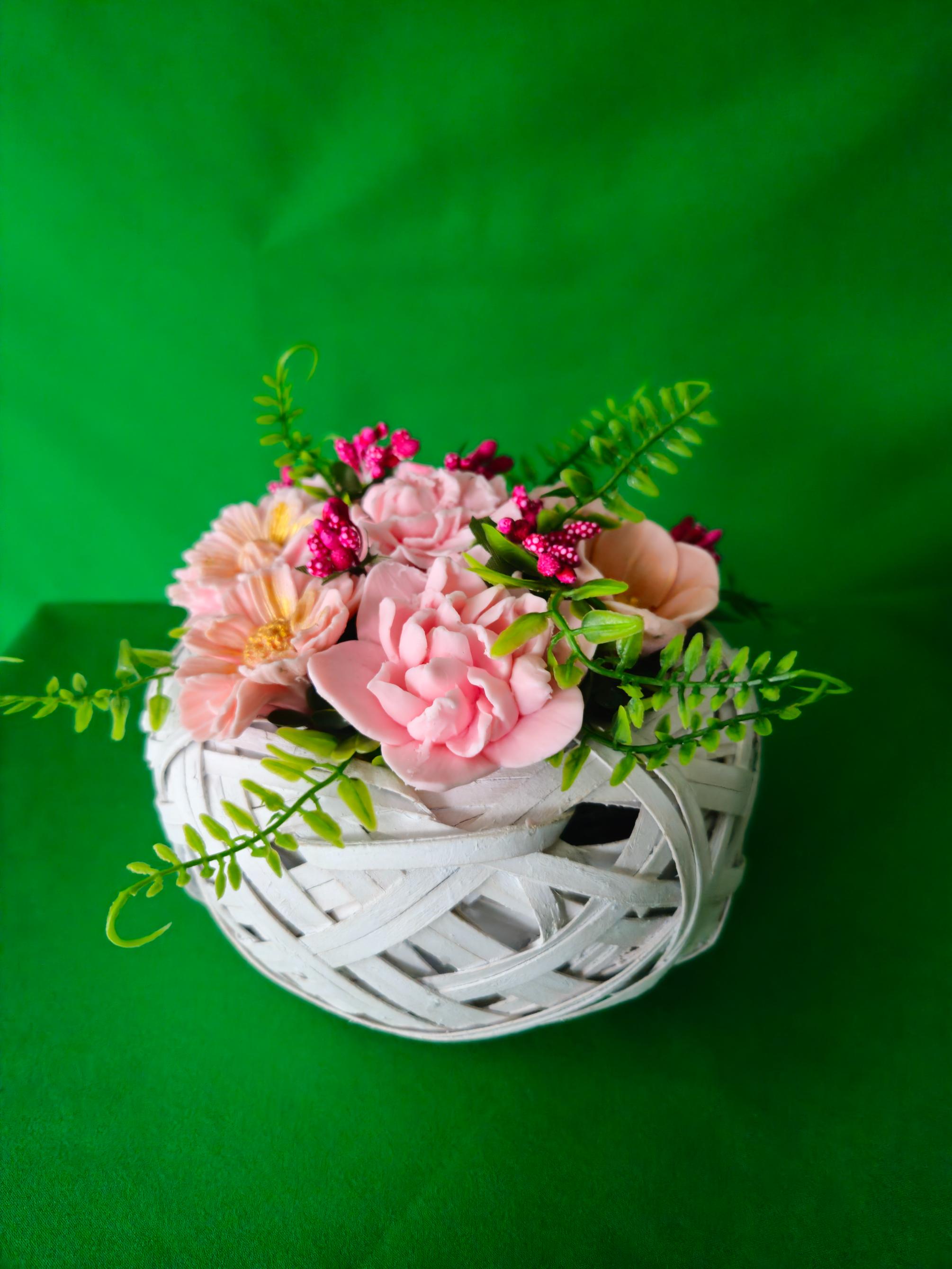 Woven Floral Charm Basket | Eco-Friendly Soap Bouquet
