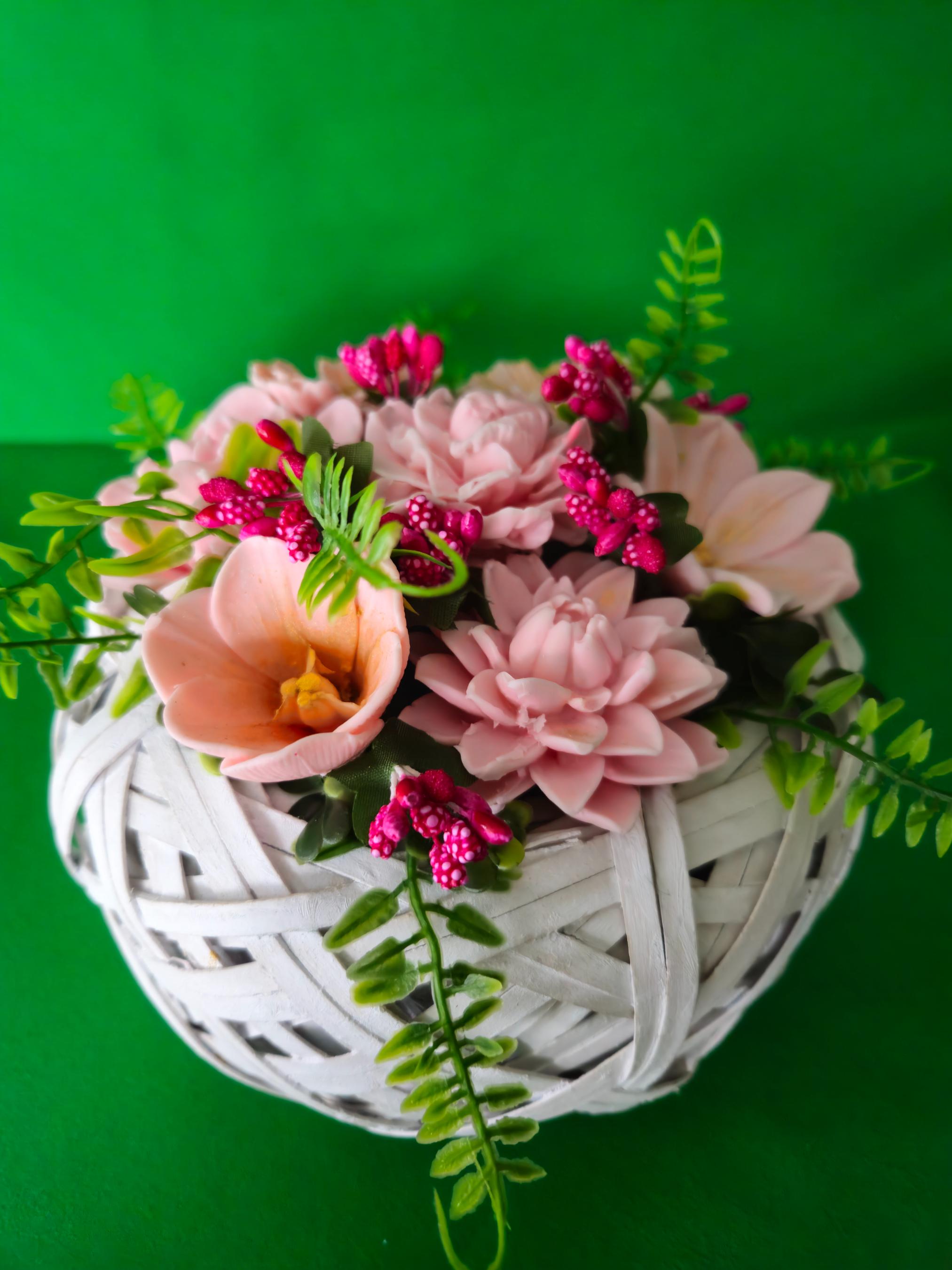 Woven Floral Charm Basket | Eco-Friendly Soap Bouquet