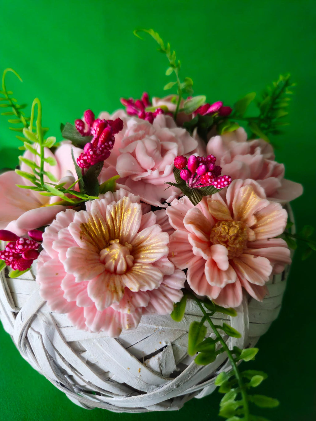 Woven Floral Charm Basket | Eco-Friendly Soap Bouquet