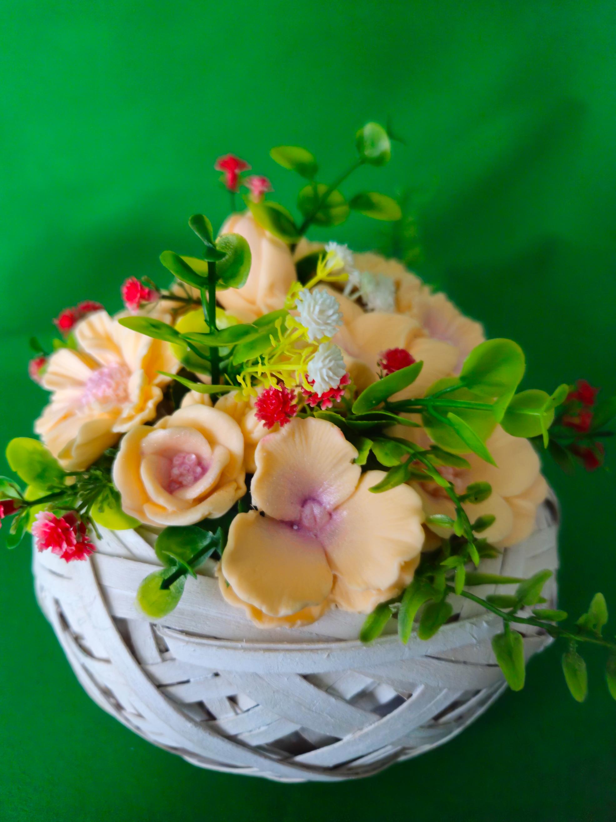 Woven Blush Petals Basket | Romantic Soap Flower Keepsake