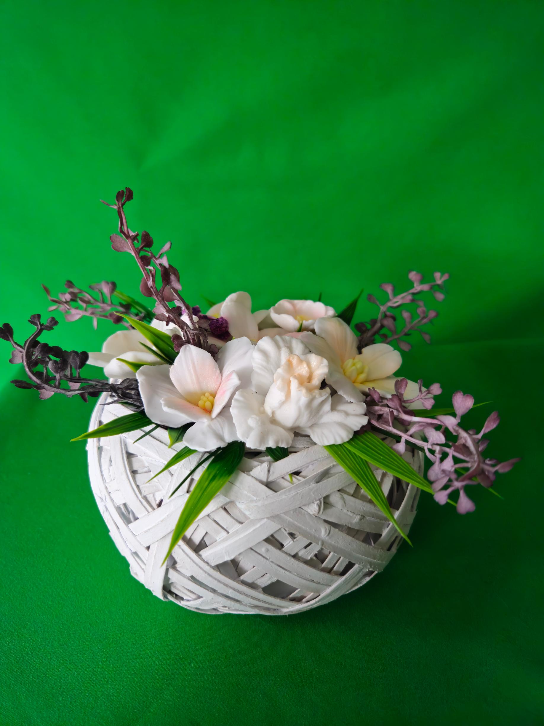 Woven Spring Meadow Basket | Artisan Soap Flower Display