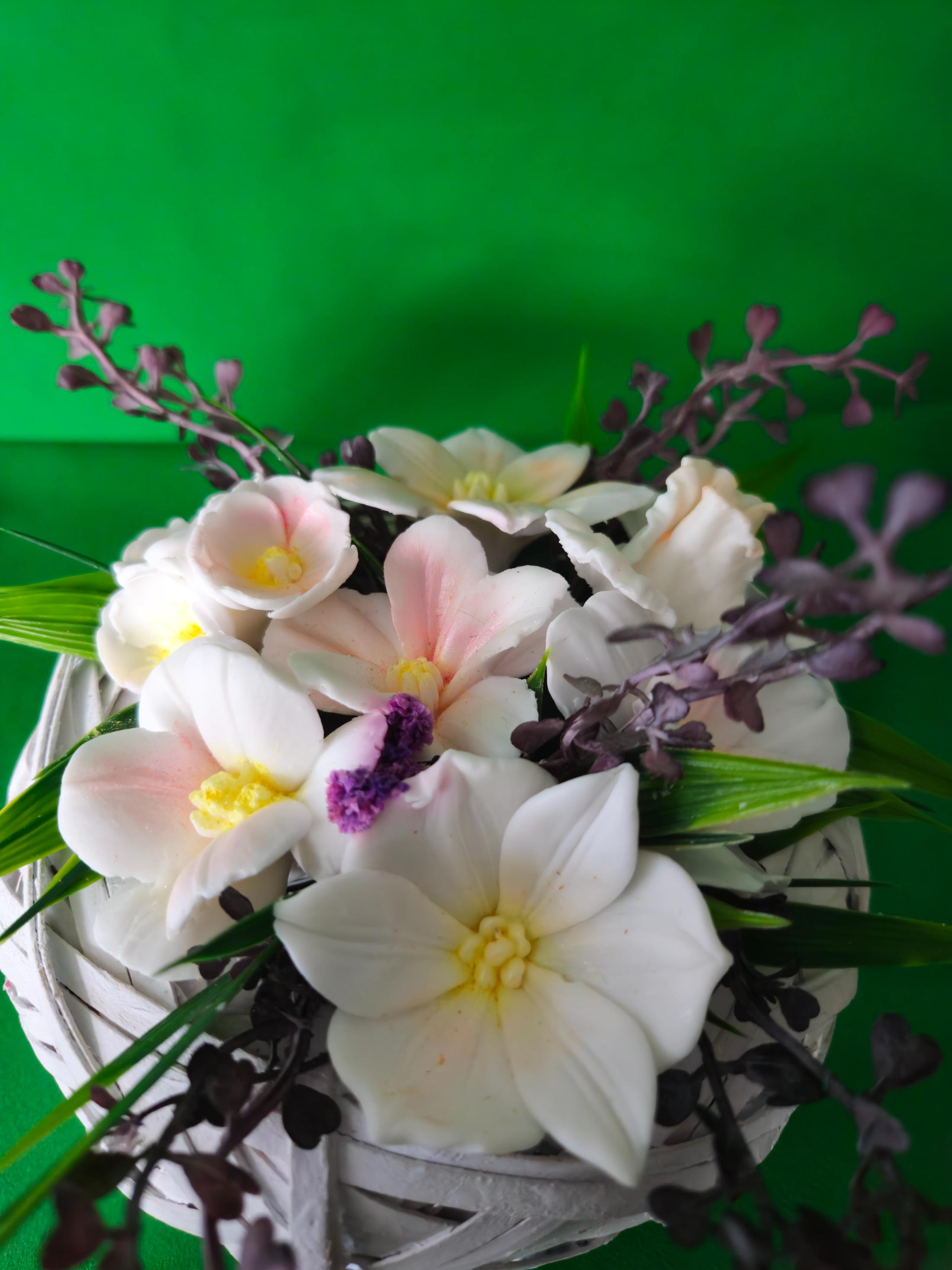 Woven Spring Meadow Basket | Artisan Soap Flower Display