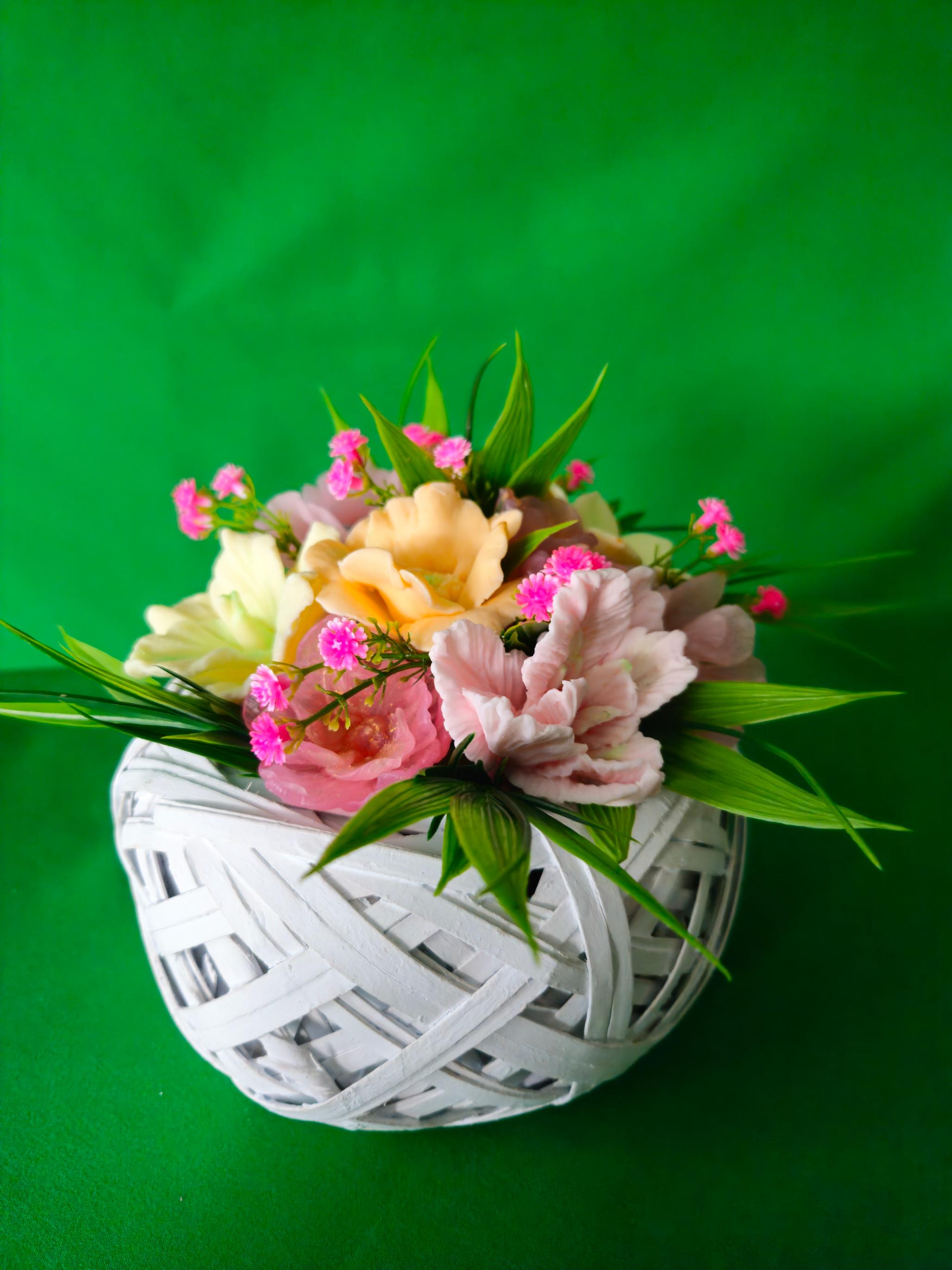 Woven Golden Petal Basket | Scented Soap Floral Gift