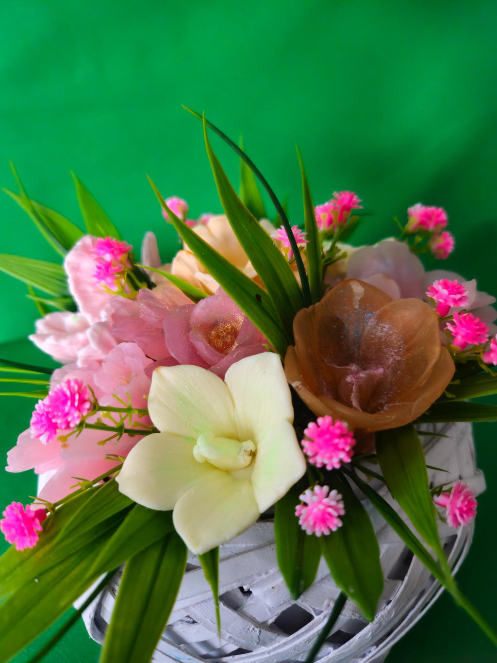 Woven Golden Petal Basket | Scented Soap Floral Gift