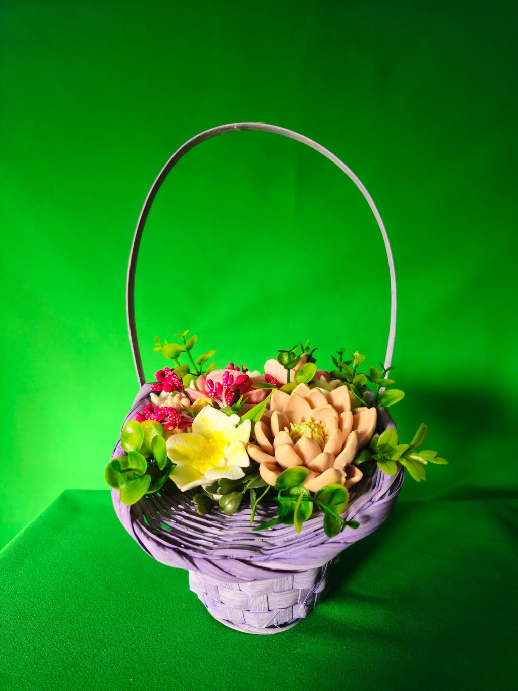 Woven Autumn Petals Basket | Artisan Soap Flower Gift | Handmade Gift