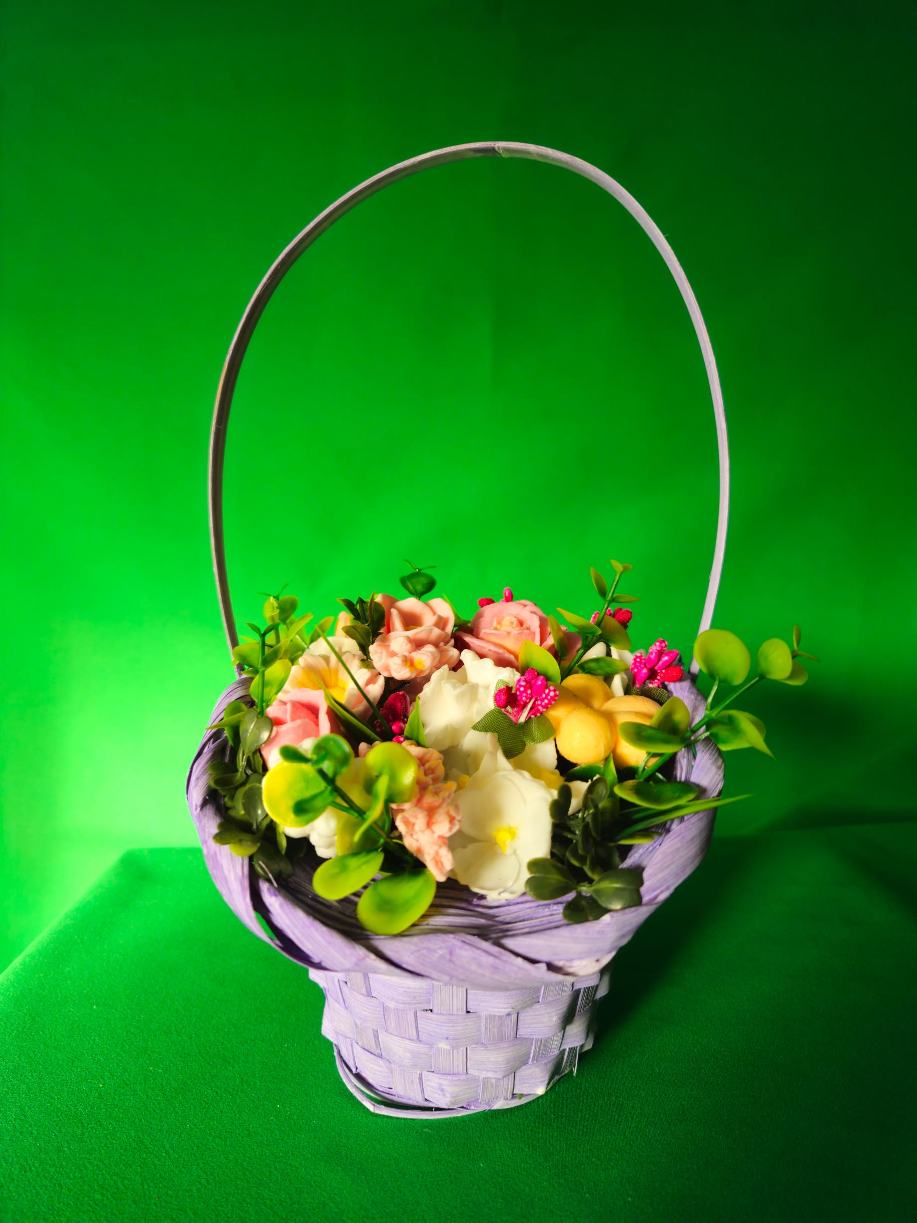 Woven Autumn Petals Basket | Artisan Soap Flower Gift | Handmade Gift