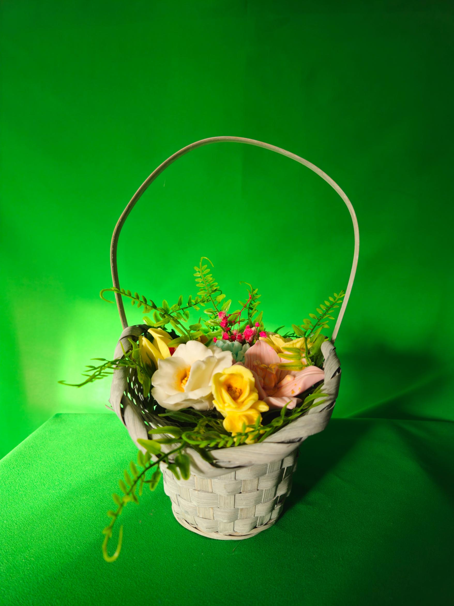 Woven Harmony Petals Basket | Eco-Friendly Soap Flower Display