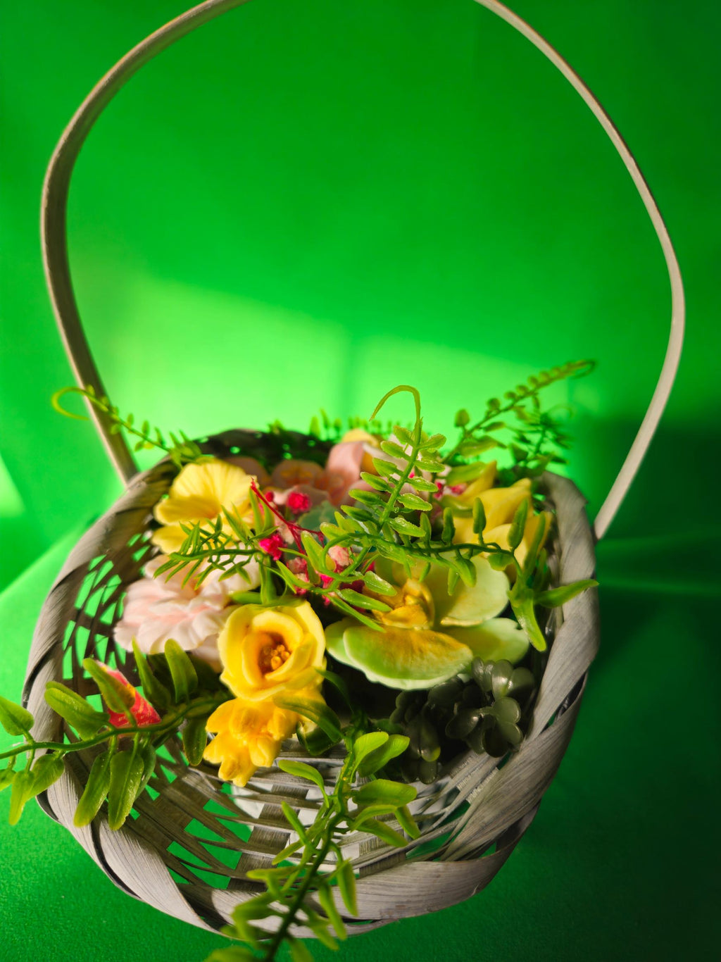 Woven Harmony Petals Basket | Eco-Friendly Soap Flower Display