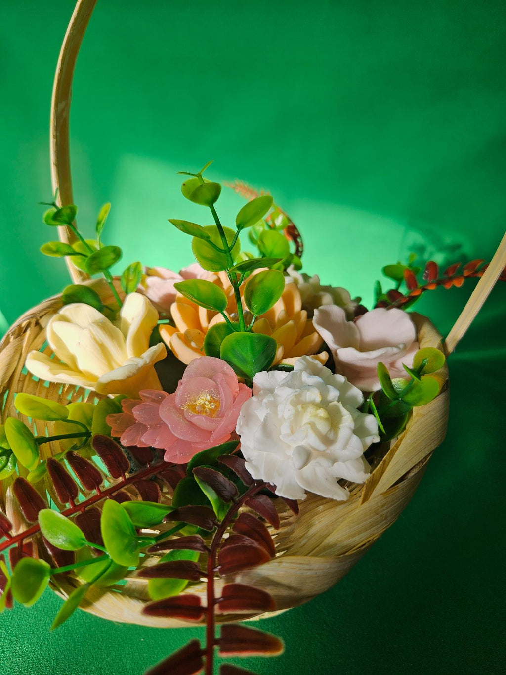 Woven Glow Basket | Scented Soap Flower Gift Arrangement