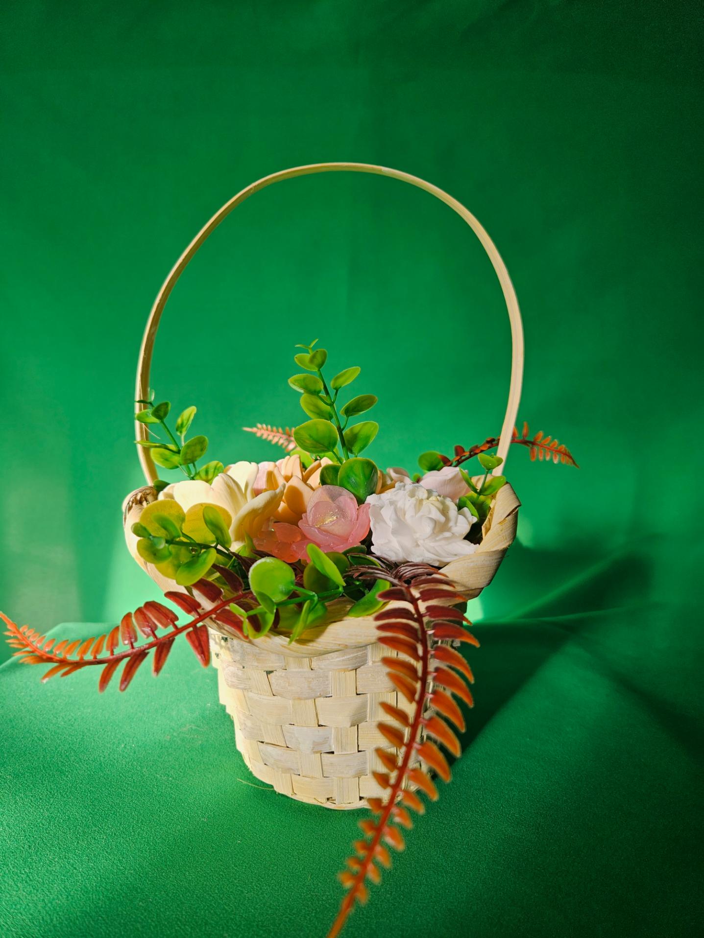 Woven Glow Basket | Scented Soap Flower Gift Arrangement