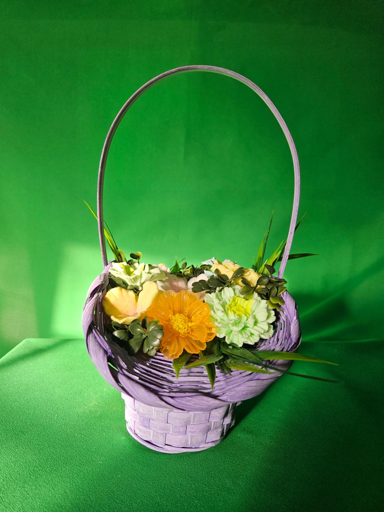Woven Sunset Bloom Basket |  Handcrafted Scented Soap Flower Gift