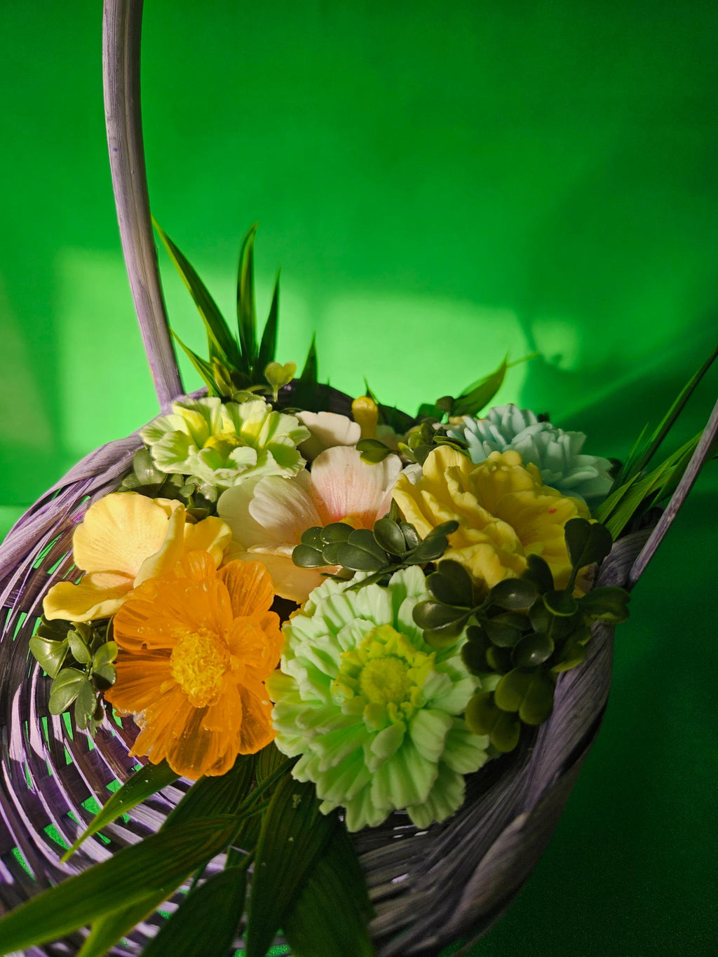 Woven Sunset Bloom Basket |  Handcrafted Scented Soap Flower Gift