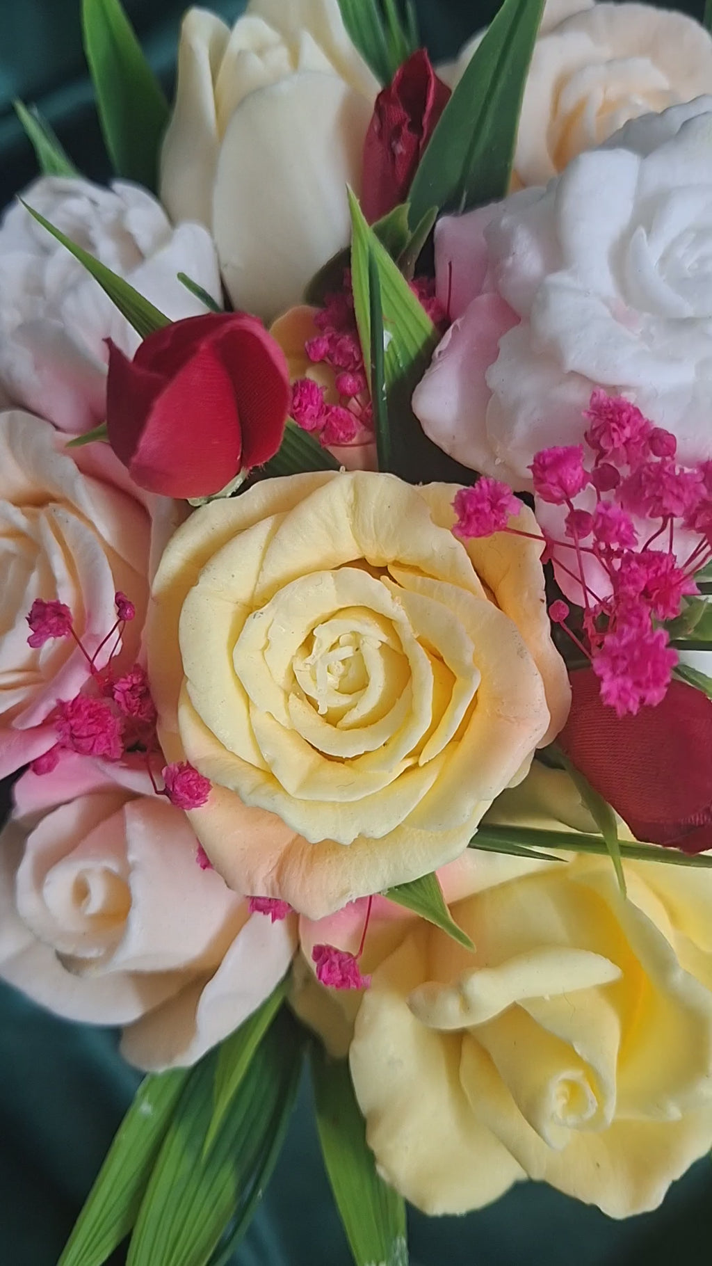 Red Flower Box Gift With Fresh Cut Flowers Arrangement For Any Occasion