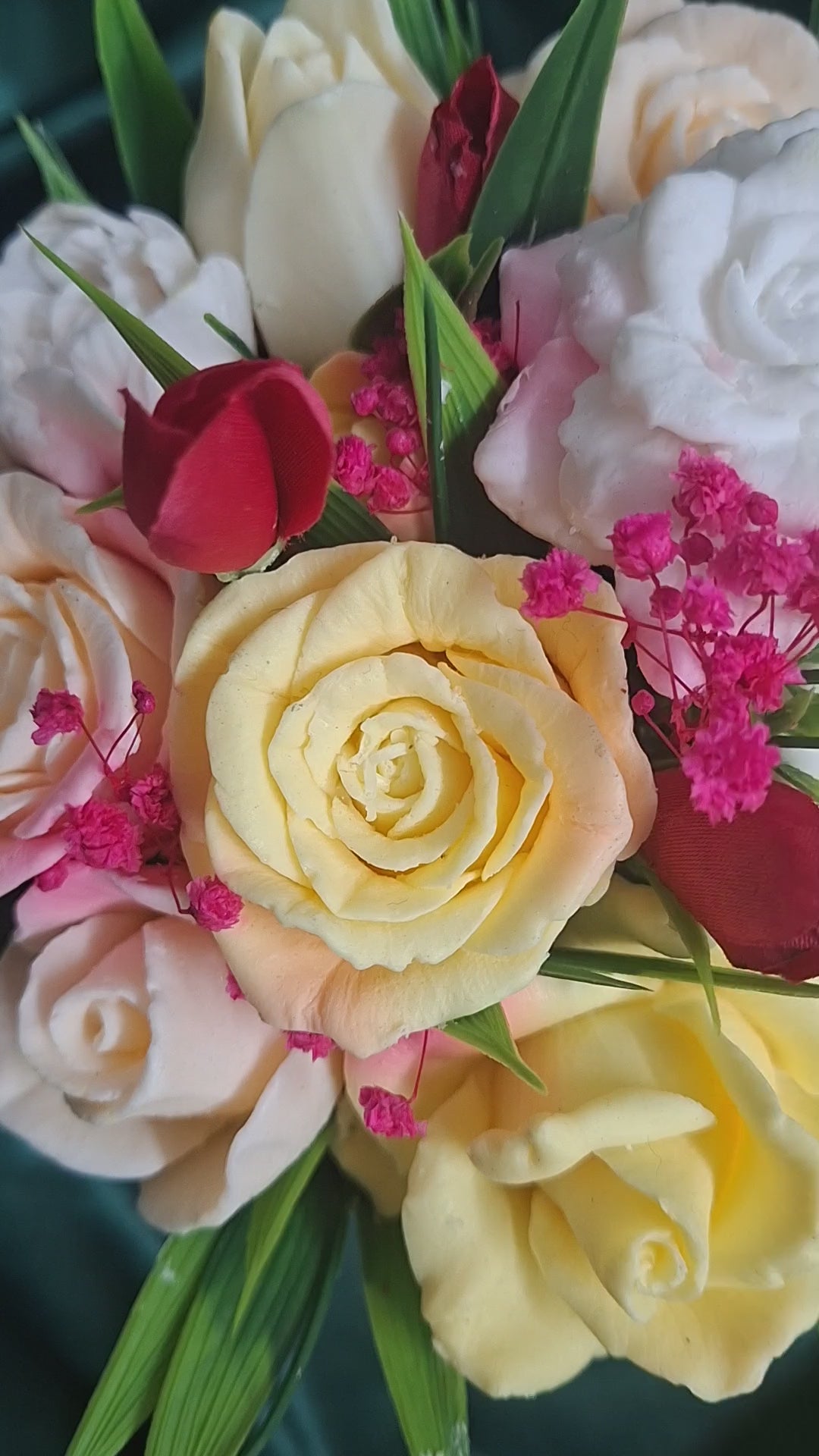 Red Flower Box Gift With Fresh Cut Flowers Arrangement For Any Occasion