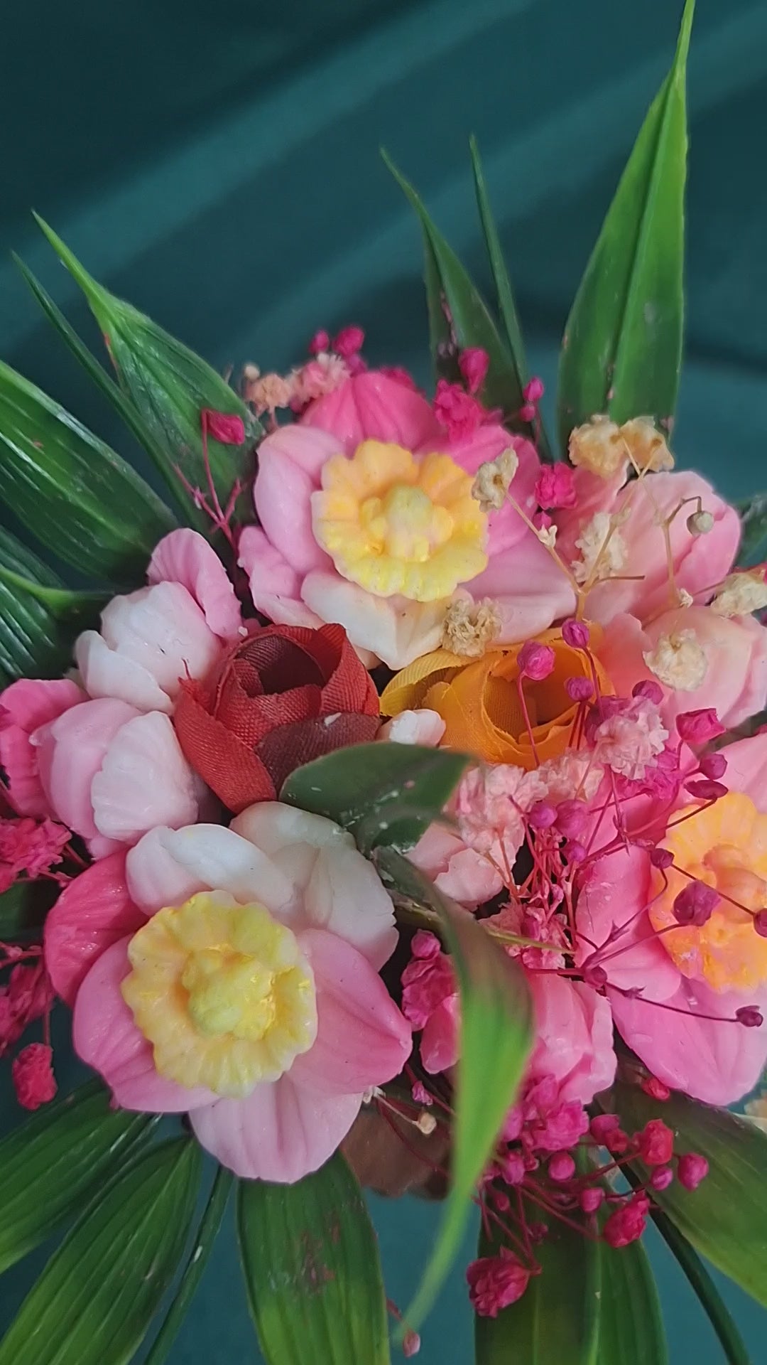 Wooden Floral Box Bouquet Artificial Flowers Gift Box Decor