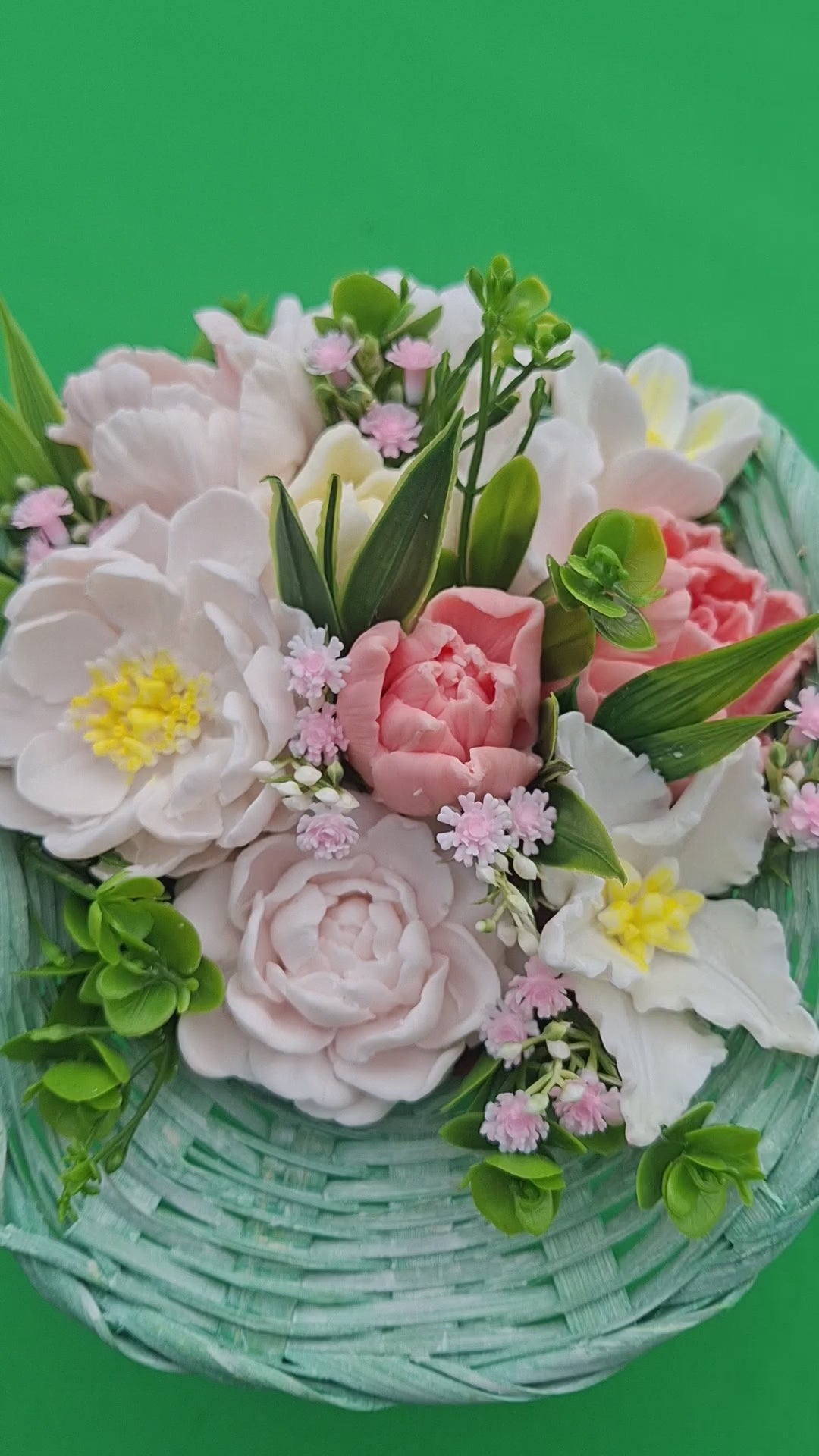 Woven Basket With Artificial Flowers Decorative Home Decor Accent