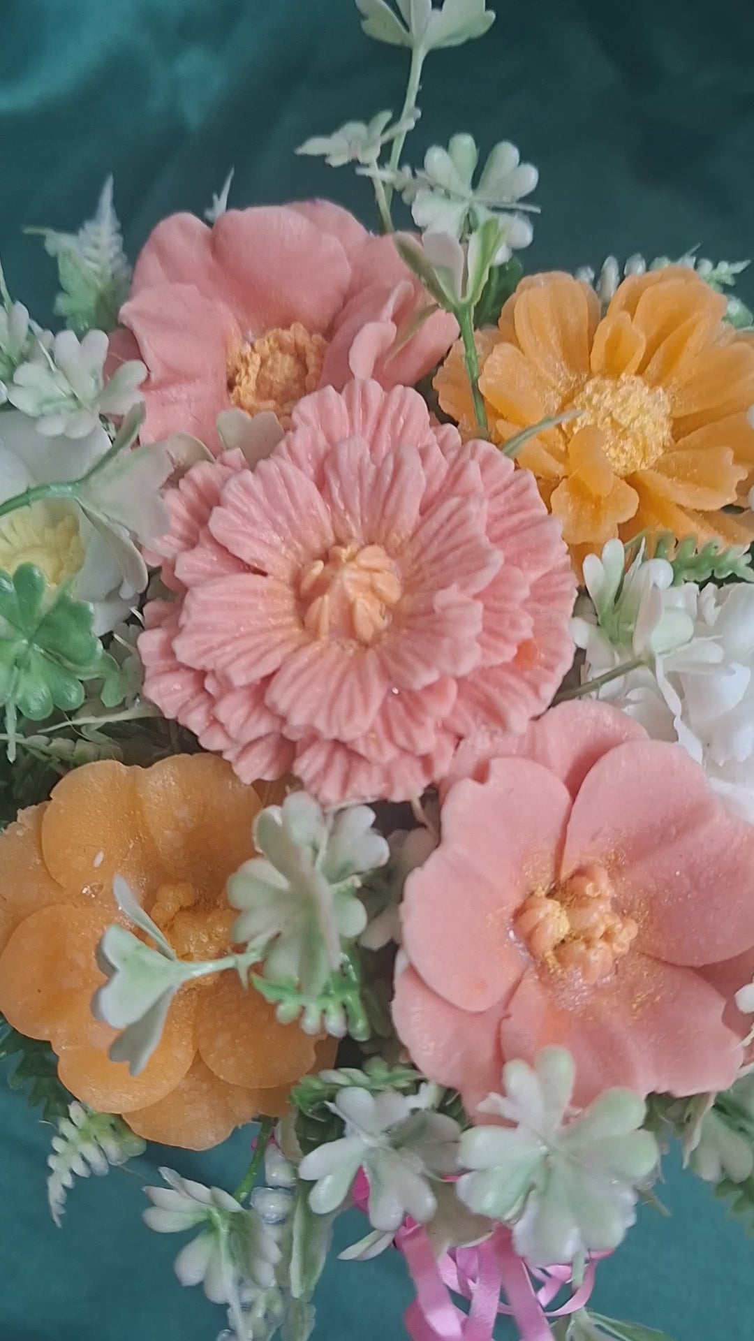 White Metal Flower Box With Artificial Flowers For Home Decor