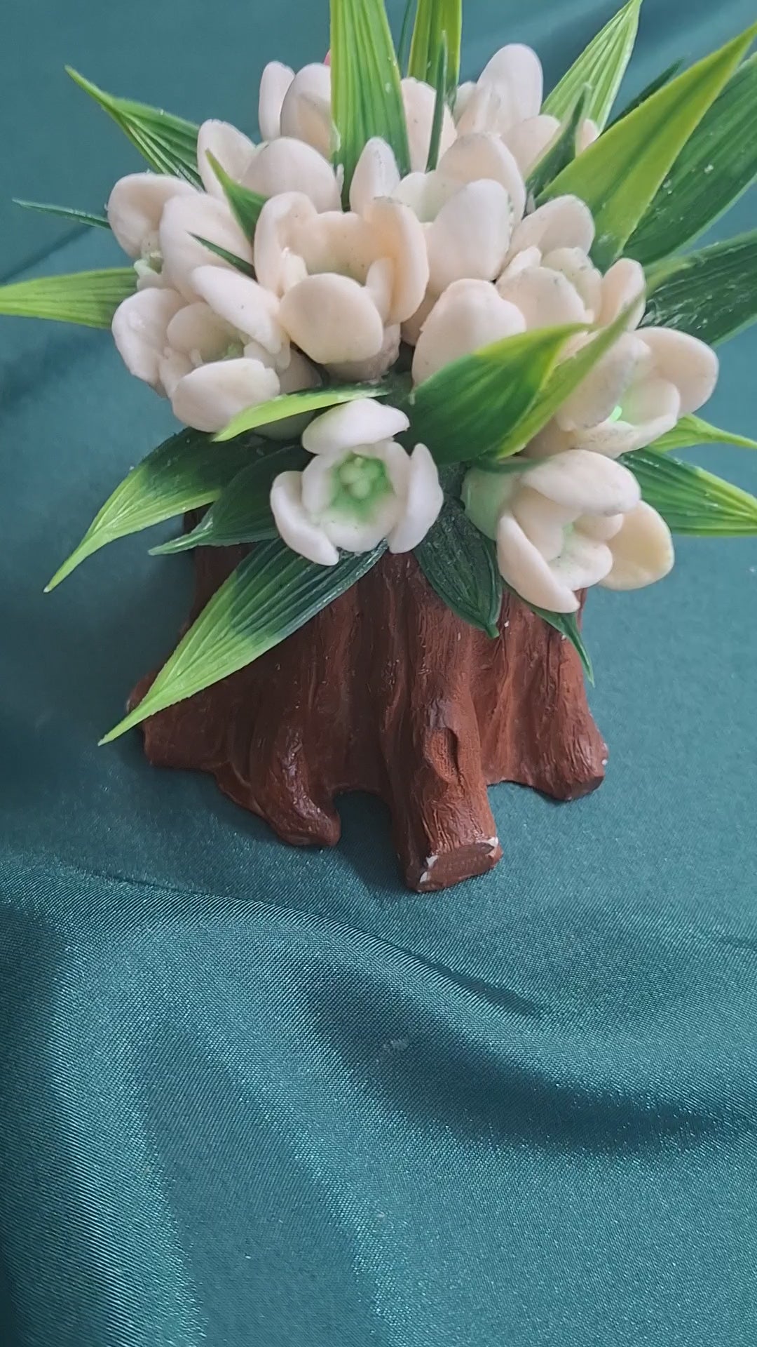 Artificial Flower Box Arrangement With Rustic Wooden Base