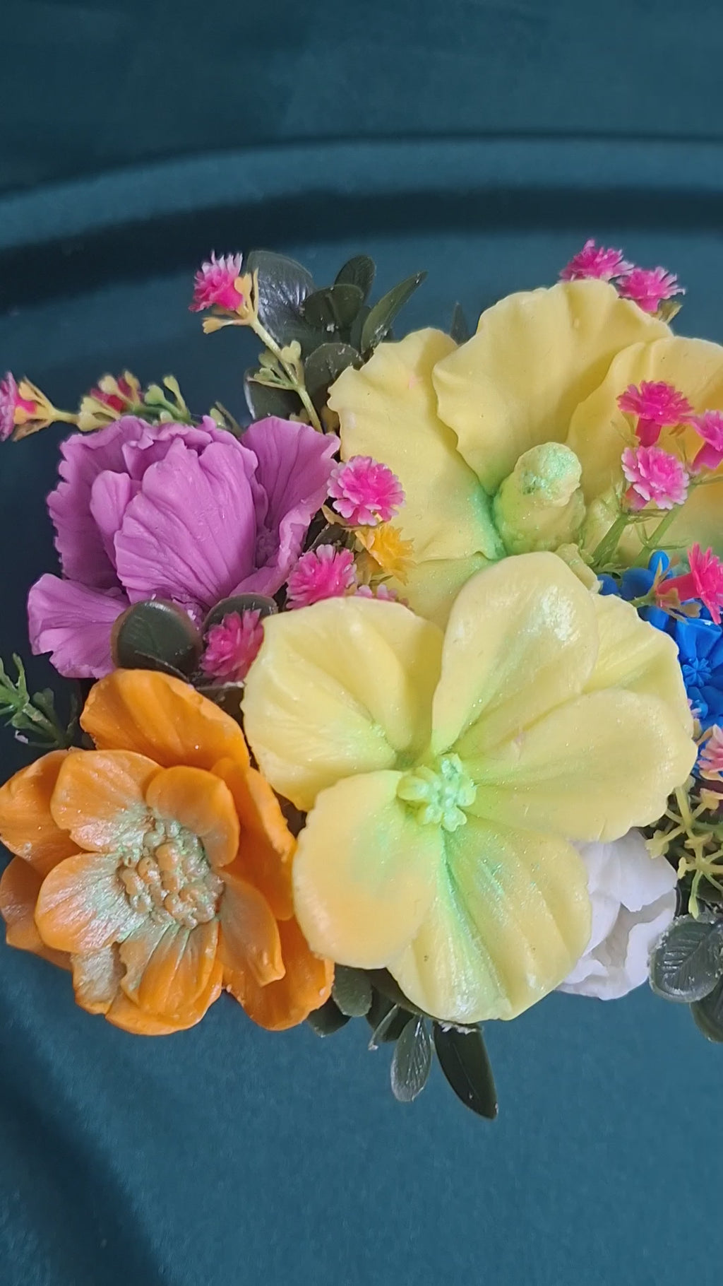 Floral Gift Box Bouquet In Burgundy Box With Colorful Flowers