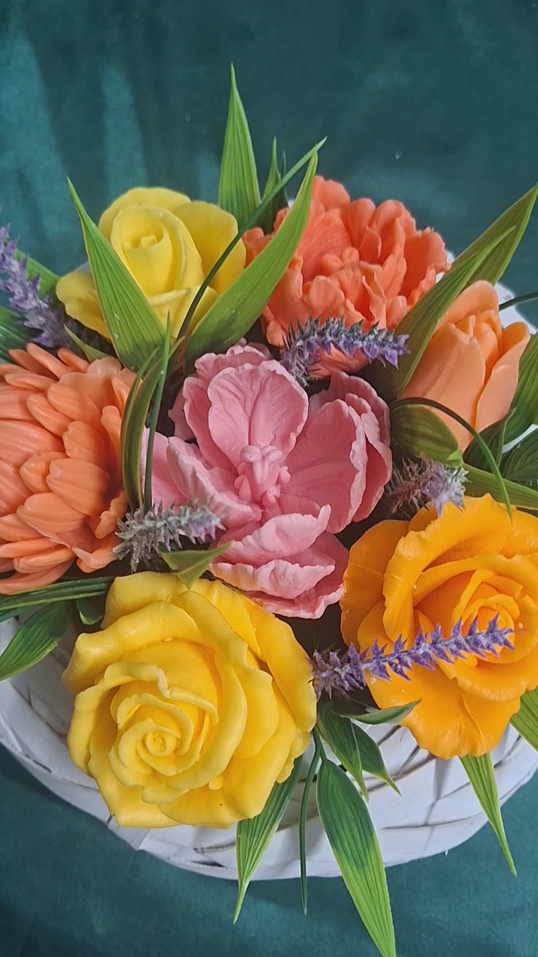 Woven Basket Floral Arrangement With Vibrant Artificial Flowers