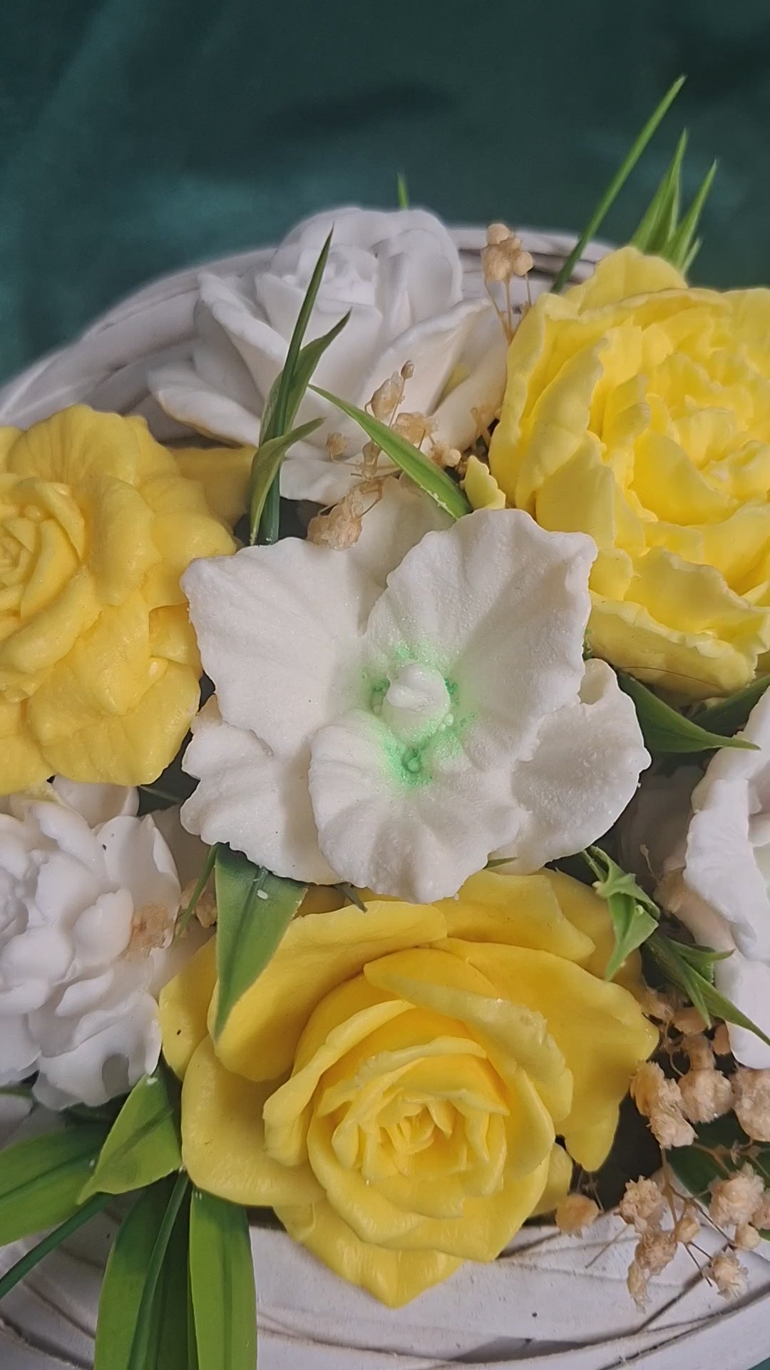 Yellow Artificial Floral Arrangement In Woven Wood Basket