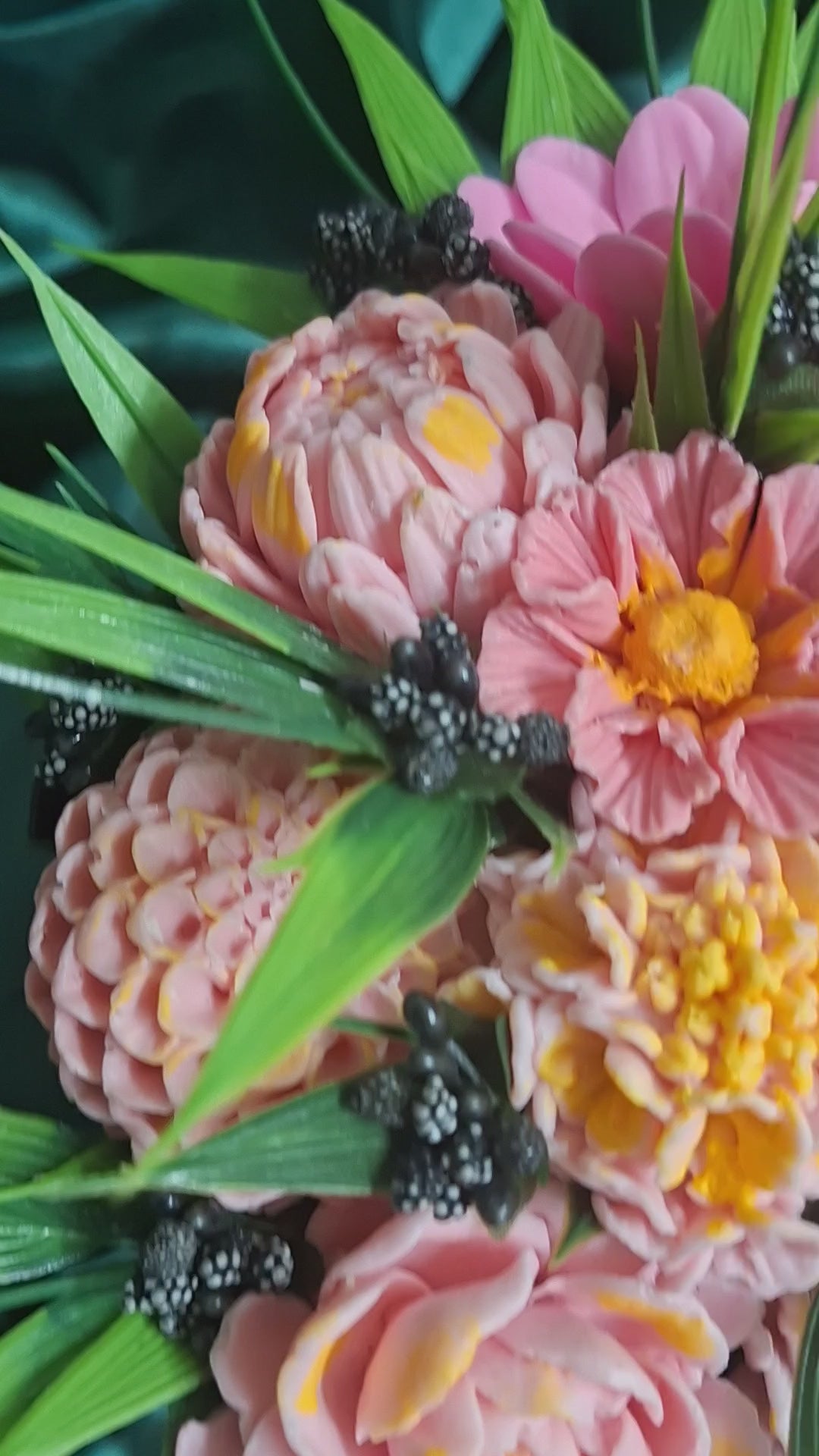 Black Velvet Flower Box Arrangement With Pink Artificial Flowers