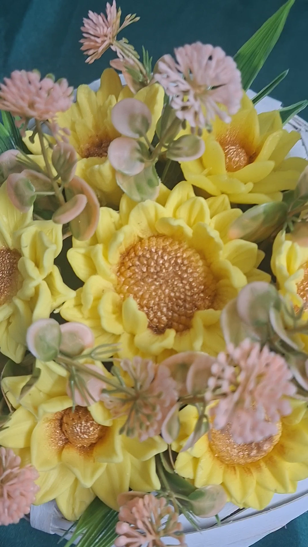 Yellow Sunflower Artificial Flower Basket Arrangement in a Woven Basket