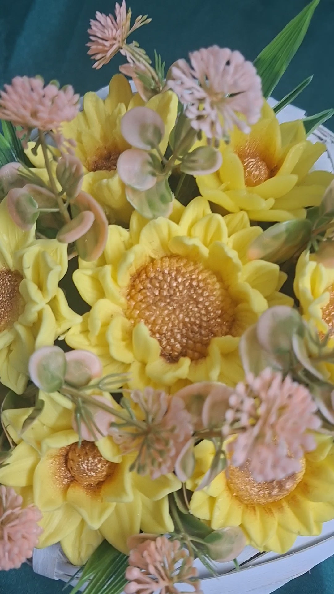 Yellow Sunflower Artificial Flower Basket Arrangement in a Woven Basket