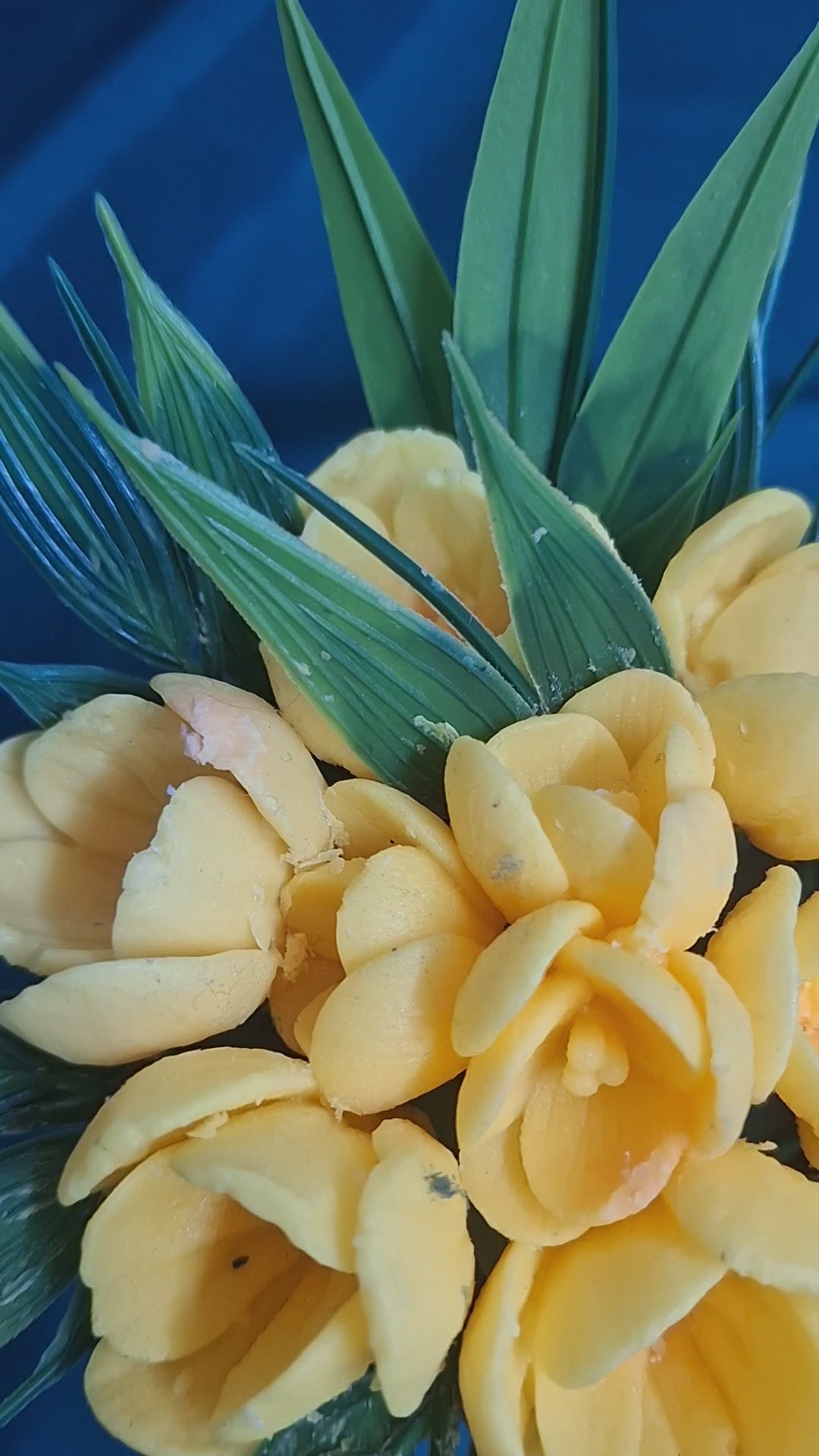 Yellow Artificial Flower Box In Rustic Wooden Holder