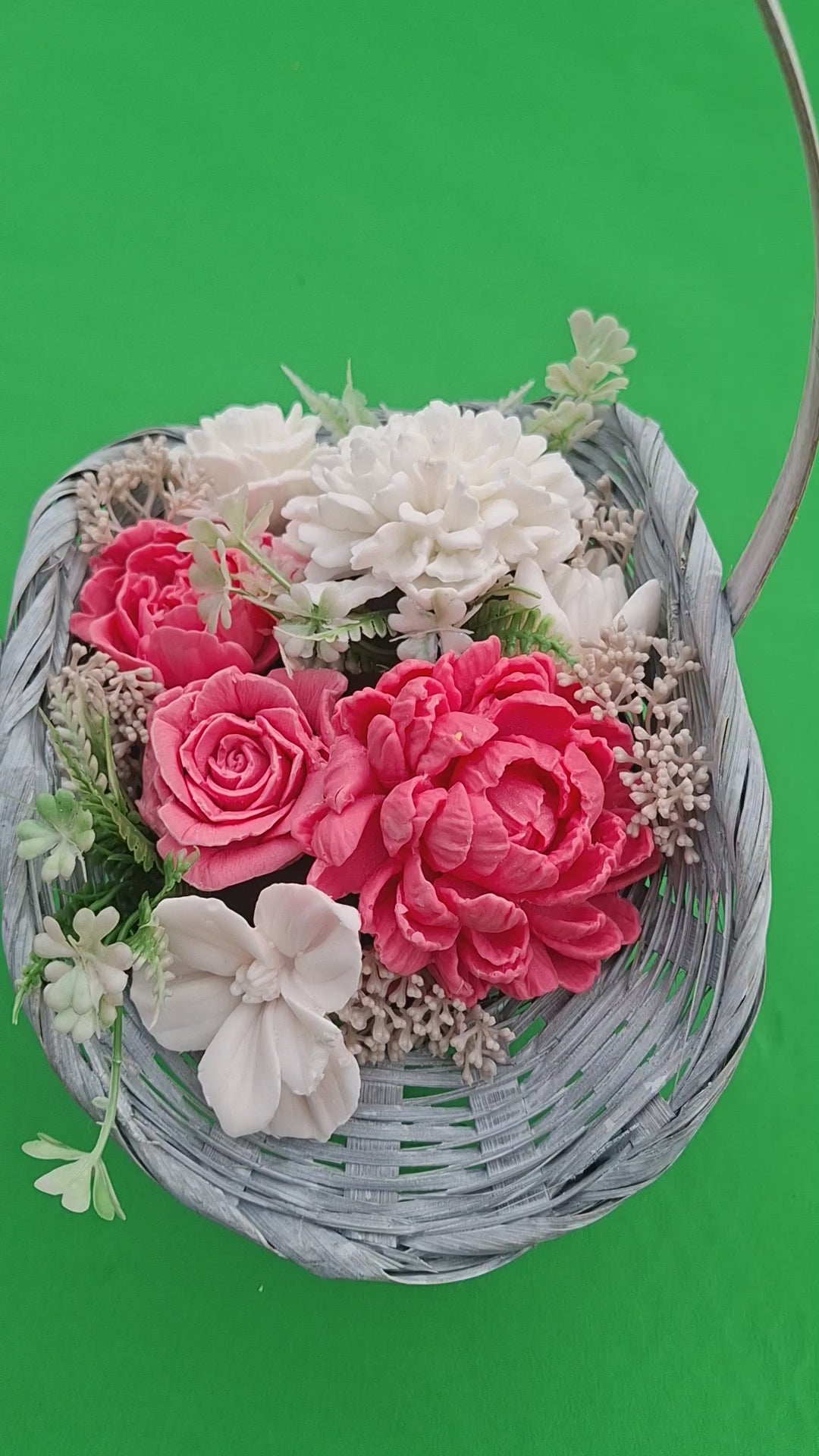 Woven Floral Basket With Artificial Flowers For Home Decor