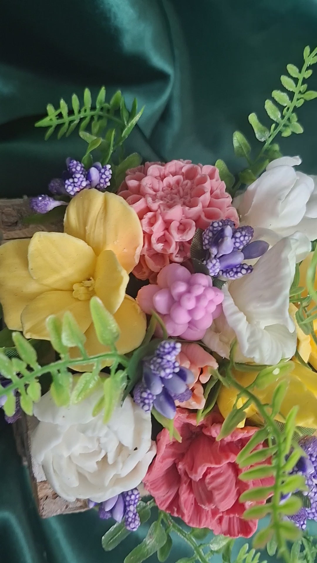 Rustic Woven Wood Basket Floral Arrangement with Artificial Flowers